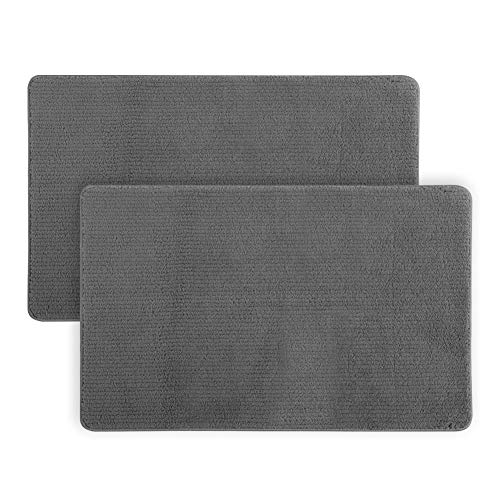 Tezam Indoor Door Mat 2-Pack 20"x33"+20"x32" Floor Mat Entryway Rug Super Absorbent, Non Slip Rubber Backing, Machine Washable, Low-Profile Door Mat Grey