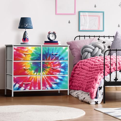 Sorbus Dresser with Fabric Drawers & Wood Top (6 Drawer, Dark Tie-dye) - image 2