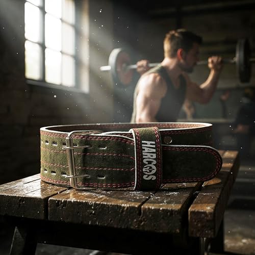 Image of Genuine Leather Unbreakble, non tearable 8mm Heavy Gym Belt for Men & Women Workout Deadlift Belt for Gym Suede Powerlifting Weight Lifting for Heavy Workout gym belt With Carry Case (Olive-Green, Small)