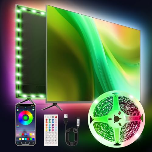 PSTAR LED Lights for TV,6.56ft Music Sync RGB Backlight with Remote & App Control, USB Powered for 32-40 Inch TVs, Gaming Monitors, PC, Bedroom