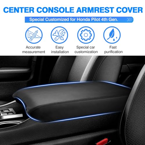 Image of Autorder Center Console Cover for 2023-2025 2026 Honda Pilot /2024-2026 Ridgeline Passport Accessories Armrest Cover Anti-Scratch Middle Console Pad Leather Armrest Protector