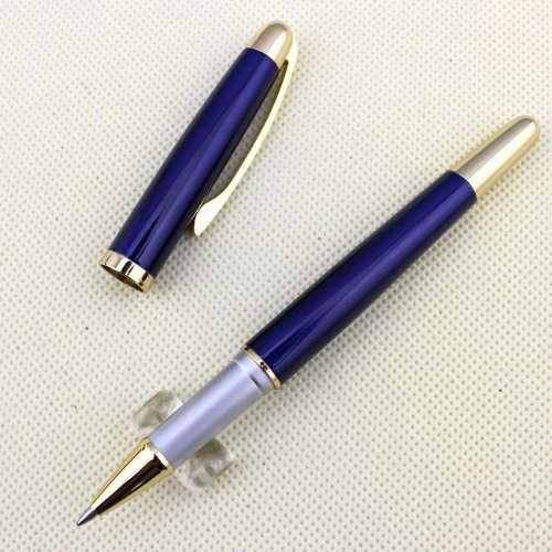 Jinhao Executive Tintenroller – Blauer Metallstift Mit Goldenem Clip, Inkl. Schwarzer Mine, Edles Design