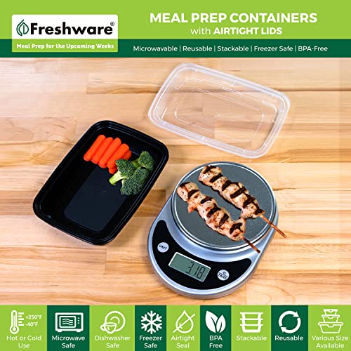 Image of Freshware Meal Prep Containers [50 Pack] 1 Compartment Food Storage Containers with Lids, Bento Box, BPA Free, Stackable, Microwave /Dishwasher /Freezer Safe (16 oz)