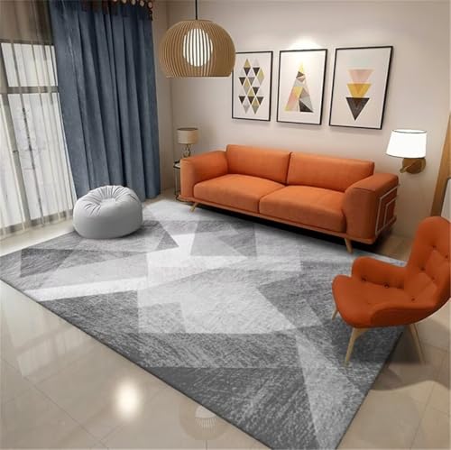 Tapis de salon gris 200x250cm géométrique lavable en machine pour ado - 2