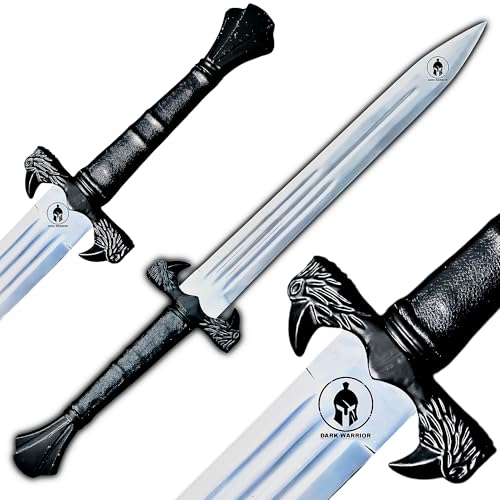 [DARK-WARRIOR] Handmade Viking Raven Sword 30 - Inch Viking Sword Real Short Sword with Sheath, Replica Props mens gifts Cosplay [Hugin and Munin: Odin's Ravens Style Guard]