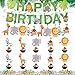 Deko Tiere Geburtstag, Diealles Shine 41 Stück Spiral Girlanden, Cupcake Topper Tiere und Happy Birthday Banner Tiere, Dschungeltiere Geburtstag Dekoration für Kinder Party