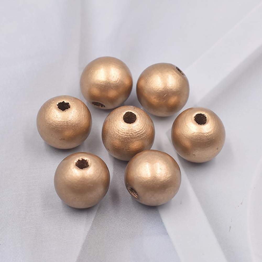 Cuentas de madera redondas de madera para manualidades, para enhebrar, bolas de madera, cuentas de artesanía, perlas sueltas para manualidades, joyas, collares, pulseras, 100 unidades, rojo