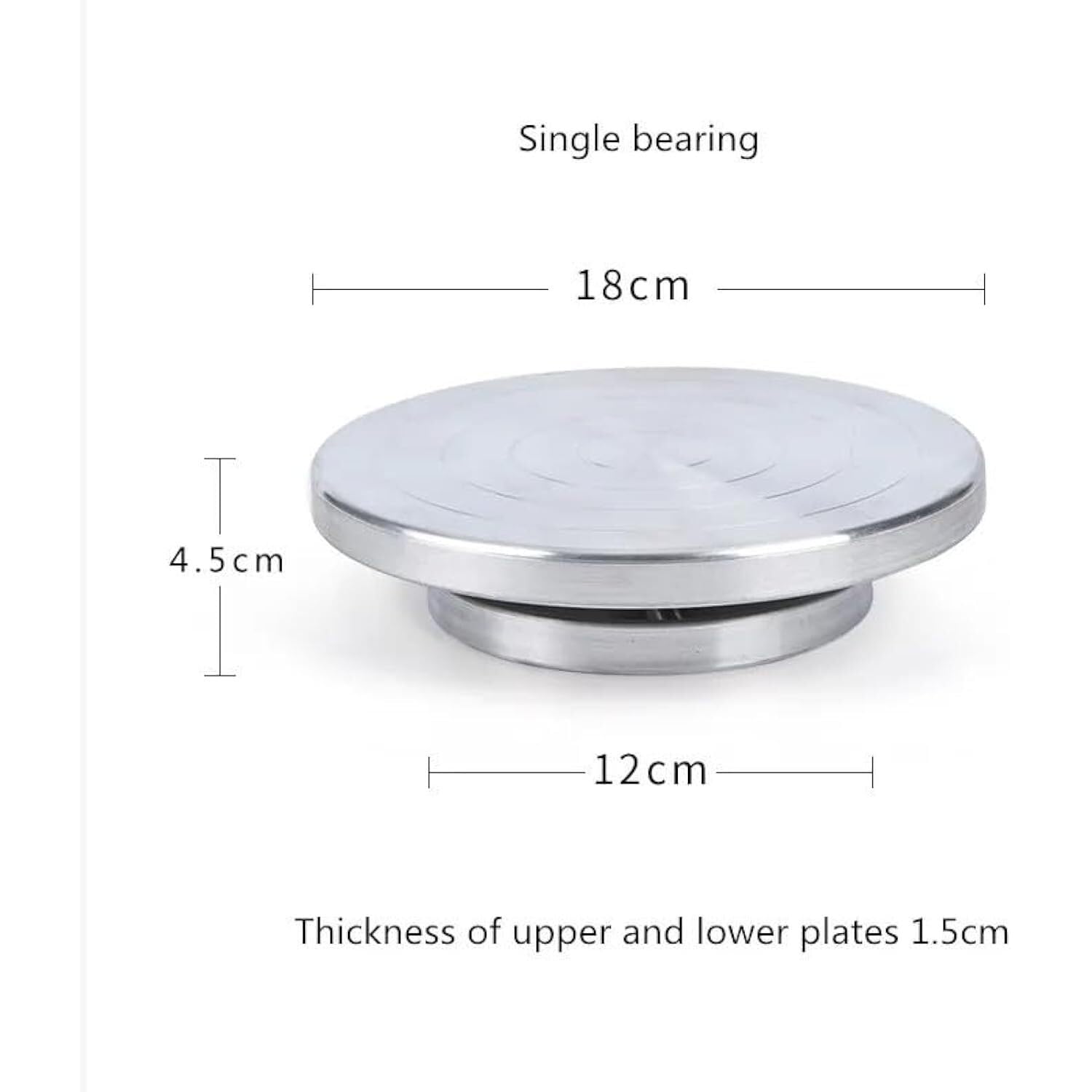 Drehscheibe TöPfern Töpferscheibe, Doppelseitige Drehscheibe Aus Aluminiumlegierung, Skulptur, Töpferton, Handgefertigte Modellplattform, Kuchen-Drehscheibe(18 cm Single Bearing)
