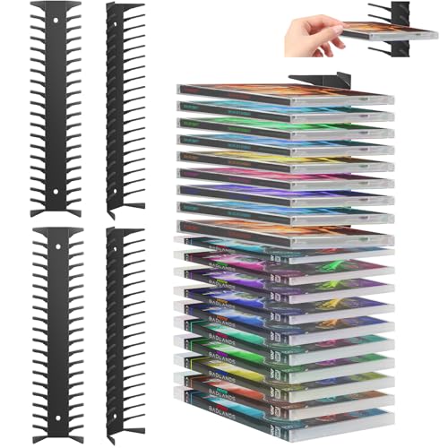 Xykzra 4 Pack DVD Shelf for Wall Mount, Floating Metal DVD Rack and Video Game Storage for Standard DVD CD Cases, Heavy-Duty Media Organizer Holder for PS, Xbox, Switch Game, Holds up to 76