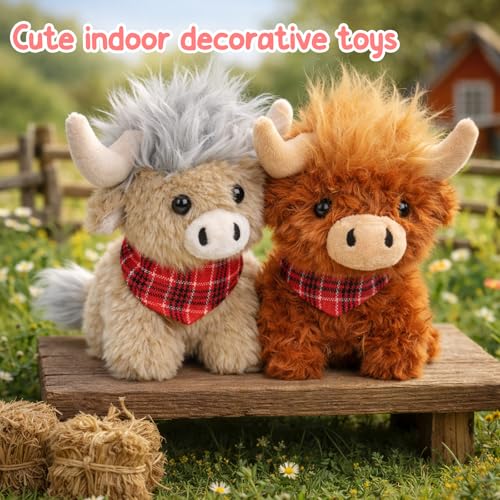 Mushymallow Sitting Highland Cow Stuffed Animal Soft Highland Cow Plush Toy Cute Birthday Gifts for Boys Girls Kids Toddlers — view 5