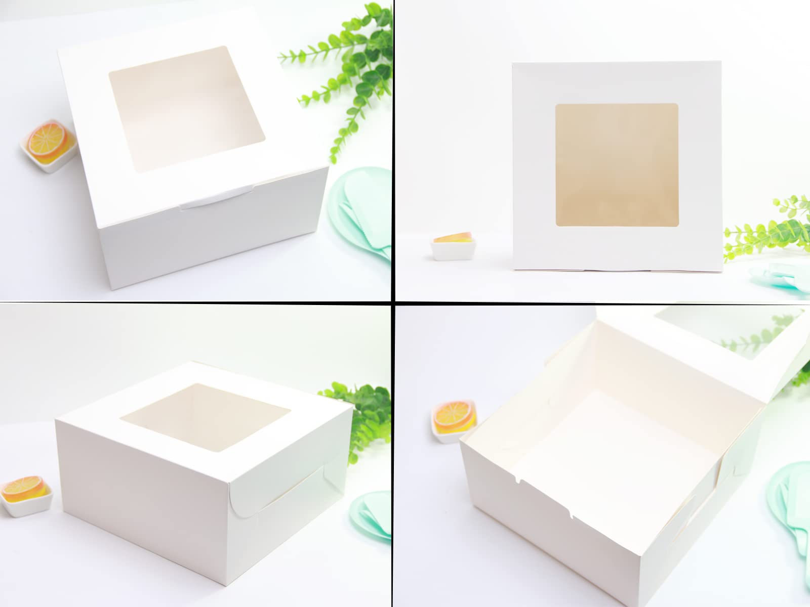 Paquete de 10 cajas blancas para tartas con ventana, 10 x 10 x 5 pulgadas, cajas de regalo de fiesta, cajas de galletas, cajas de panadería, dulces, postres, dulces, pasteles, cupcakes,
