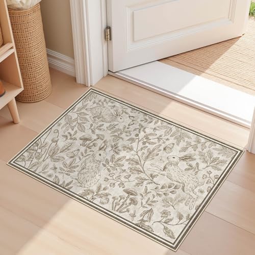 Vintage Living Room Area Rug 2x3 - Large Soft Washable Oriental Traditional Distressed Farmhouse Rugs for Bedroom - Indoor Floor Accent Carpet for Home Office House Decor -Easter Light Brown