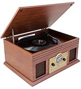 Karcher NO-036 Nostalgie Musikcenter aus Holz - Kompaktanlage mit Plattenspieler, CD-Player, Blue...