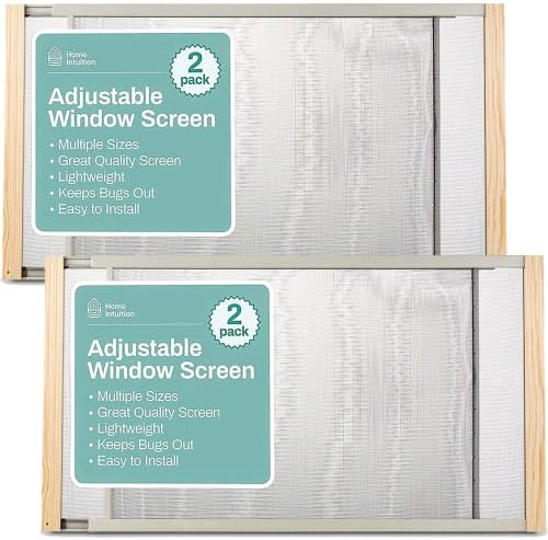 Home Intuition 2-Pack Adjustable Horizontal Window Screen 25-45 inches Wide, 15 Inches High