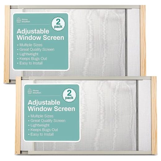 Home Intuition 2-Pack Adjustable Horizontal Window Screen 25-45 inches Wide, 18 Inch High