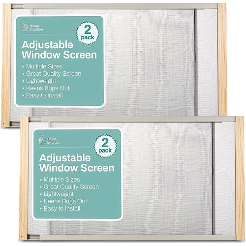 Home Intuition 2-Pack Adjustable Horizontal Window Screen 19-33 inches Wide, 10 Inch High, Bug and Mosquito Netting, Replacement WindowScreen for Kitchen Windows, RV Camper, Dorm Ventilation by Home Intuition - Used condition - US$21.35