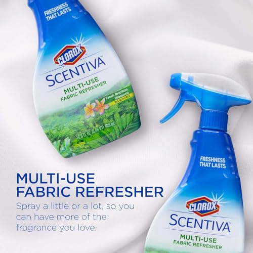 Image of Clorox Scentiva Refresher Spray, Fresh Brazilian Blossoms Scent - Multi-Use Fabric & Linen Freshener Spray - Odor Eliminator for Home, Upholstery, Bedding, Curtains, Room, 16.9 Fl Oz - 2 Pack