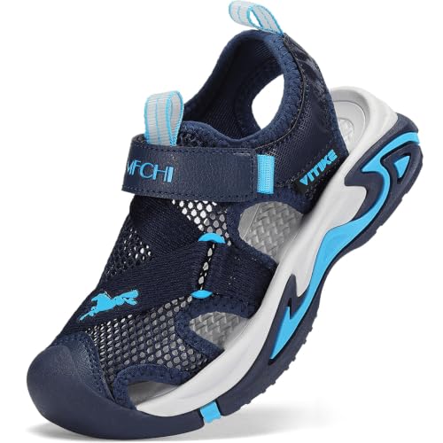 JMFCHI Sandalen Jungen Trekkingsandalen Kindersandale Geschlossene Mädchen Sommerschuhe Rutschfest Outdoor Sportsandalen Blau Grau gr.38