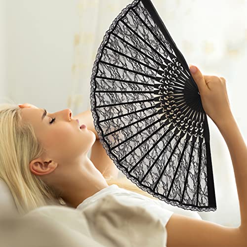 Oulii Hand Fan Paper Fans Wedding Fans For Party Favor Fancy Dress (Black) #TOP6