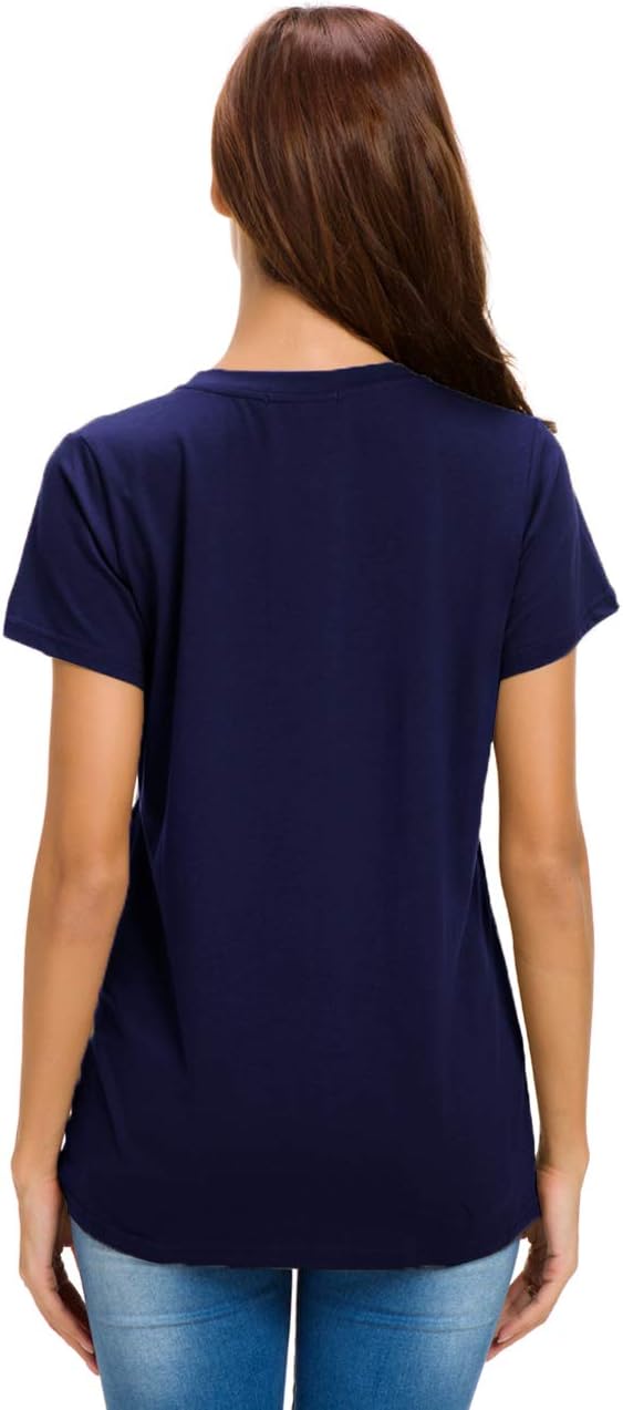 Womens Cotton T-Shirts Casual Short Sleeve Loose Fitting Tunic Basic Tee Tops - Image 2