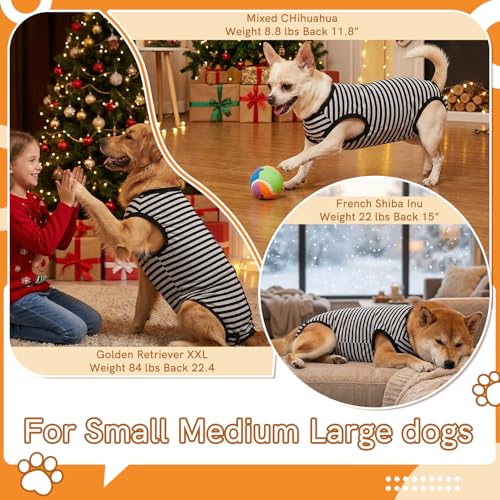 Image of Dog Surgery Recovery Suit Dogs Neuter Spay Female Male Protective Clothes,Black Striped 3XL