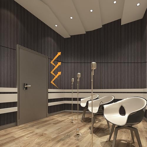 Image of Wood Panels for Wall Acoustic Slat Wall Panels 2-Piece 47.2 inchx23.6 inch 3D Fluted Sound Absorbing Panel for Interior Wall Decor and Ceiling - Dark Walnut