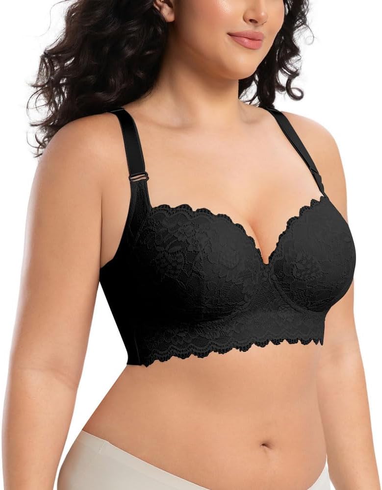 Plus Size Women's Floral Lace Underwire Bra for Everyday Wear - Image 2