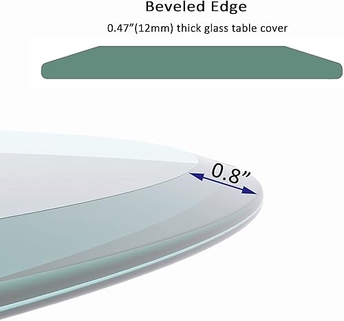 Miniatura 6 de Mesa redonda de vidrio templado de 24 pulgadas de grosor borde biselado