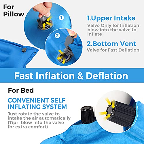 Goplus Camping Sleeping Pad Foam, Self-Inflating Camping Mat W/Pillow, 2 Person Double Sleeping Pad Queen Camping Mattress, Lightweight & Compact, For Backpacking, Suv, Car Camping, Traveling & Hiking #TOP2
