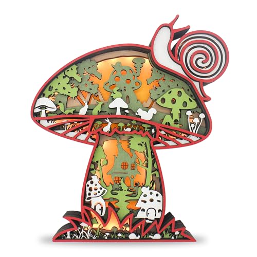 Cute Mushroom Decor LED Night Light, Mushroom Figurine Vintage Wall