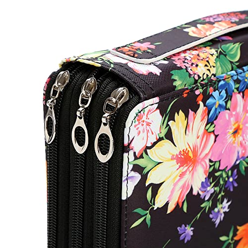 Image of 120 Slots Colored Pencil Case Organizer, 3 Layer Bag | Twill Oxford fabric,127 elastic loops,detachable handle,for travel, home storage,drawing tools,creative gifts