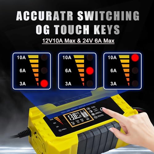 Car Battery Charger 10 Amp 12V and 24V Fully-Automatic Smart Car Battery Charger, Battery Maintainer Trickle Charger, an - Additional View