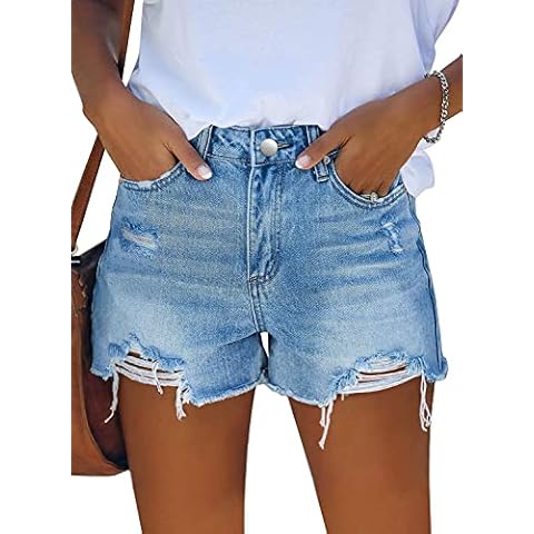KISSMODA High Waisted Ripped Denim Shorts Cover