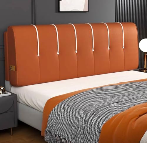 MGEMJMJ Gran botón de cuero sintético cabecera cojín apoyo tapizado, cojín de pared respaldo cintura apoyo, dormitorio daybed tatami casa cubierta suave (tamaño: 150 cm, color: naranja)