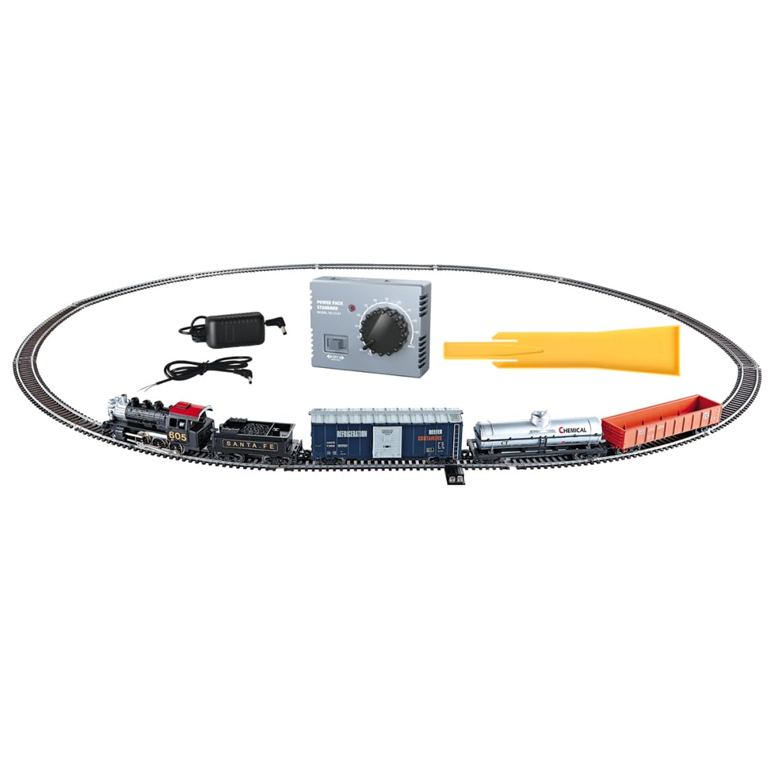 XKlemBauklode HO Scale 1/87 Electric Alloy Train Set – 2-6-0 Vintage Steam Locomotive with Metal Track, Controller & Lighting, Model Railway Kit for Adults & Hobbyists