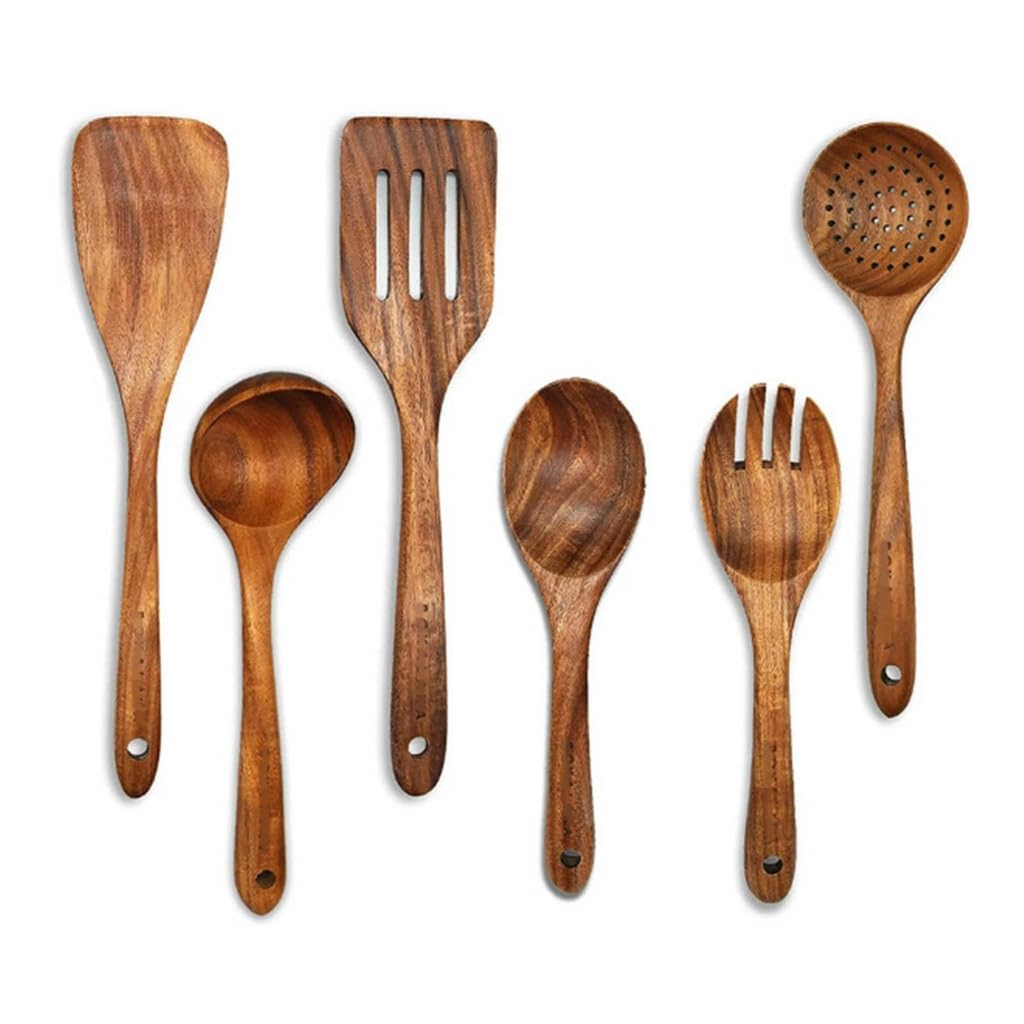 Küchenutensilien, Holzstruktur, Kochutensilien-Set, Geschenk zum Kochen