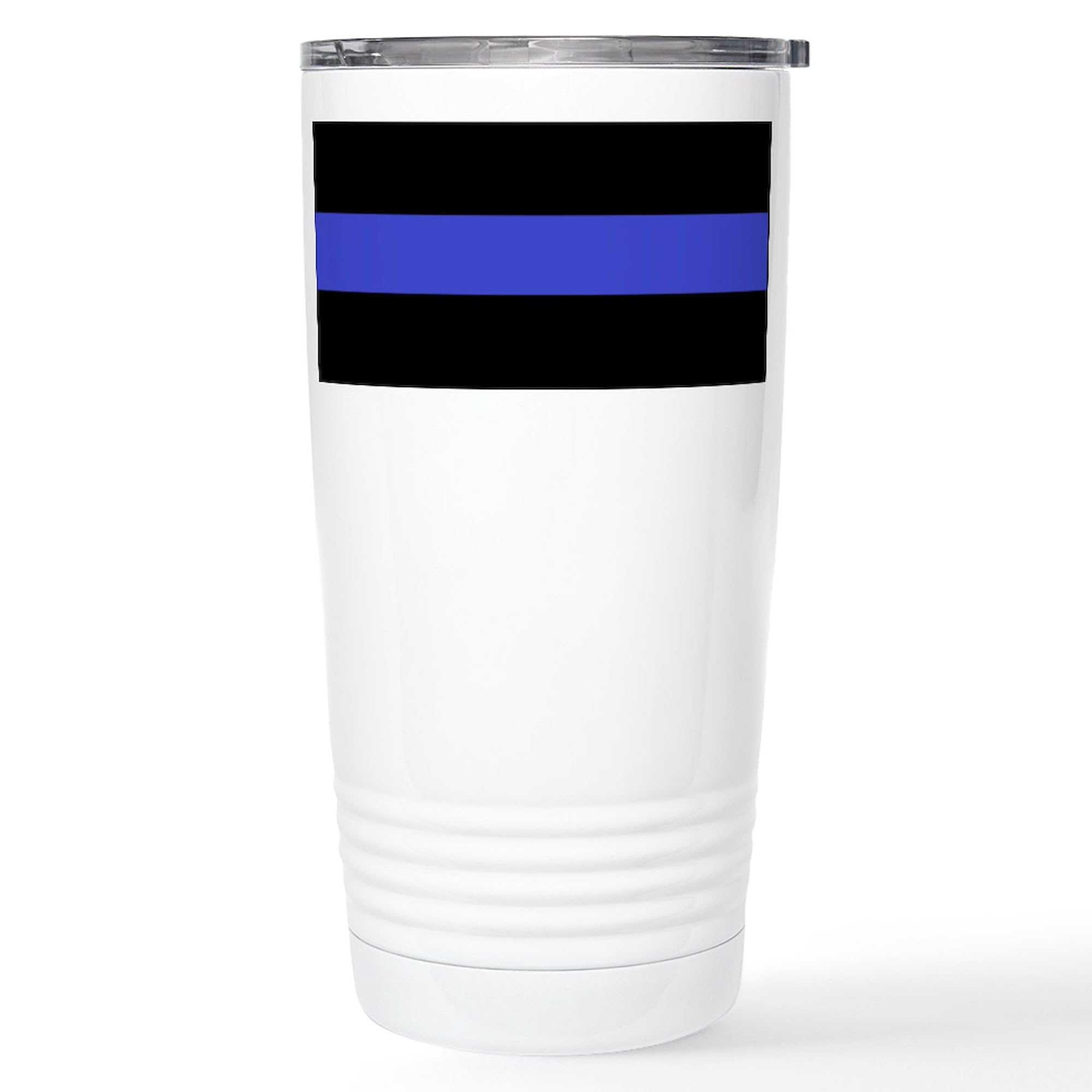 CafePress Police Officer Thin Blue Line Stainless Steel Trav 20 oz. Insulated Stainless Steel Coffee Tumbler