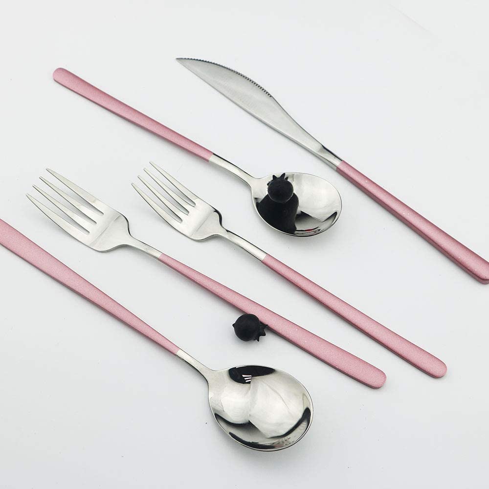 Spatlus Dinner Knives Set Stainless Steel Shiny Mirror Dinner Knife, Butter Knife Spreader Table Knives Stainless Steel Butter Spreader Knife (Pink, Set of 15) 1