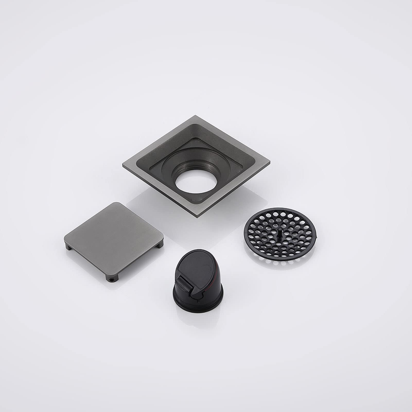 Scarico doccia 10 * 10 cm, scarico doccia quadrato con griglia rimovibile, filtro per capelli, scarico a pavimento in acciaio inossidabile anti intasamento, copertura scarico doccia,Gun gray