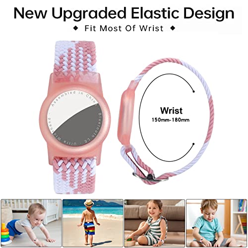 Dingfeiyu Nylon Airtag Wristband - Anti-Lost, Scratch-Resistant, Waterproof Airtag Holder for Kids (Pink Wave) - Image 3