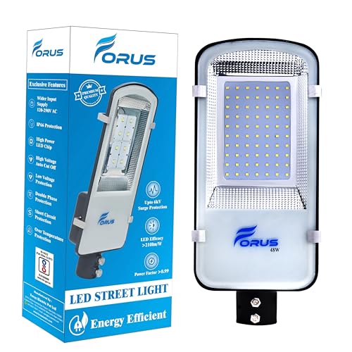 Forus 48W LED Street Light – Waterproof Outdoor Street Lamp Pole Mount, 48 Watt LED Light, Cool White LED Street Light for Projects, Roads, Pathways & Parking Areas with 4 Year Warranty | 1 Pc