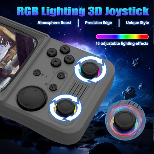 Image of R36TMAX Retro Handhled Game Console, 4.0 Inch Retro Gaming Console with 4000mAh Battery, 128GB TF Card with Video Games, Portable Retro Game Console Supports WiFi Networked Fighting, Gray