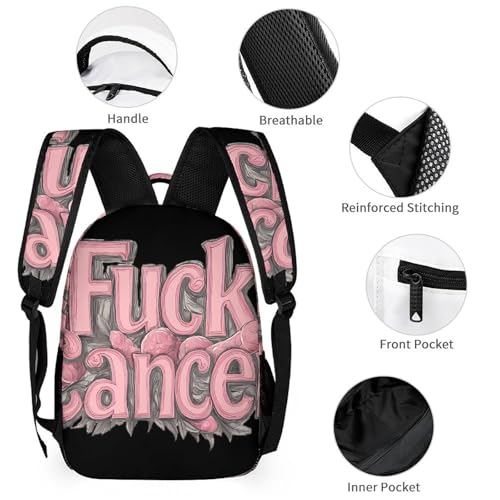 Fuck Cancer Brain Tumor Backpack Shoulder Bags Lunch Bag Pencil Case Box 3 Set Daypack Cute3