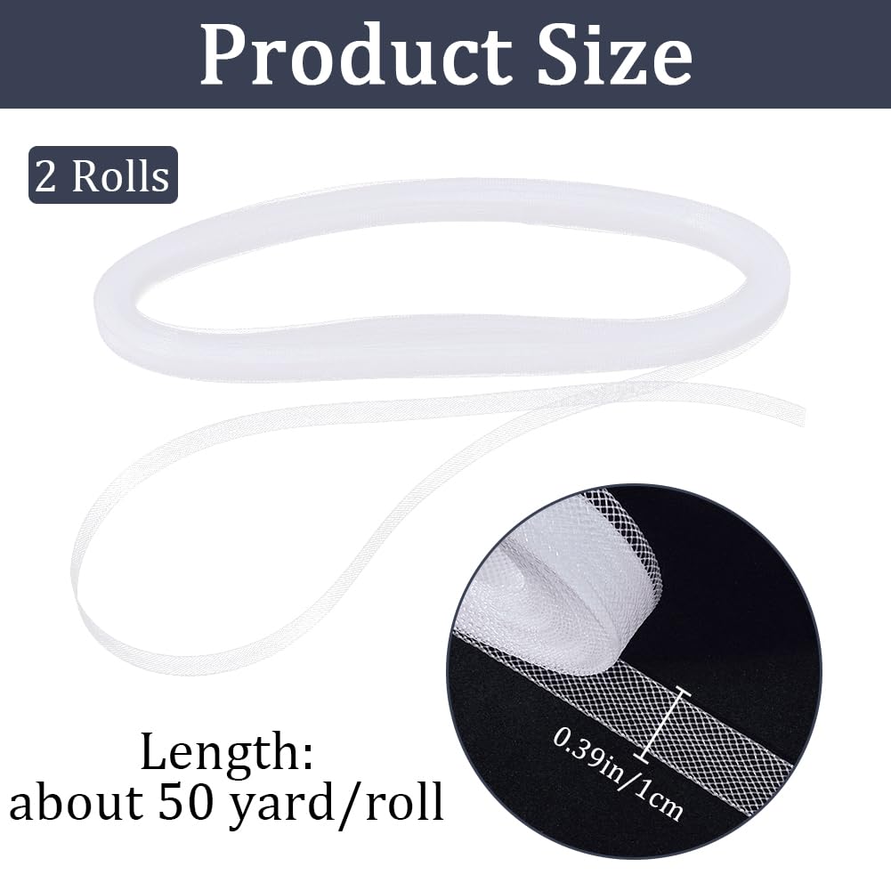 GORGECRAFT 100 Iarda 2 Rotoli Treccia Bianca Rigida 10mm di Larghezza Nastro In Crine di Crinolina In Poliestere Duro per Disossare Cucito Abiti Da Sposa Abiti Gonna Cappelli Accessori Confezioni