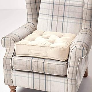 HOMESCAPES Cream Armchair Booster Cushion Large Firm 50 cm Square Seat Pad with Supportive 10 cm Thick Lift Luxury Soft Touch Faux Suede Cushion For The Elderly, Post-Operative and Pregnancy