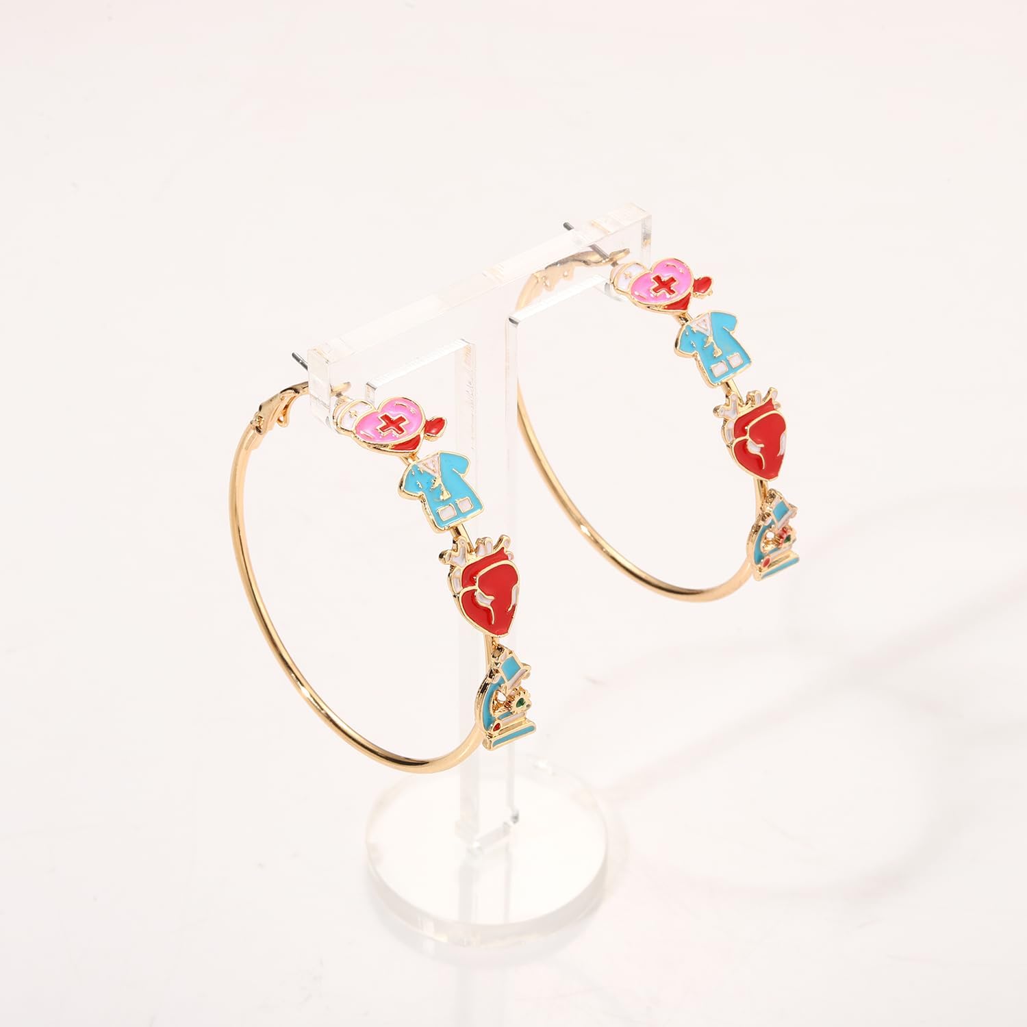 Nurse Day Earrings Hoop Earrings for Women Enamel Charms Earring Nursing Dangling Earrings NR Week Gifts - Image 5