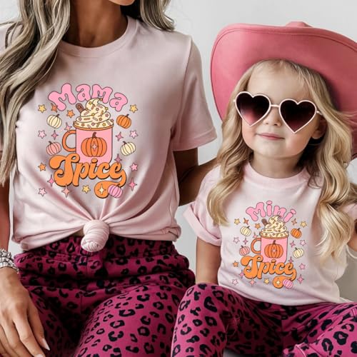 Mama Baby Spice, Mommy and Me Pumpkin Shirt, Mom Daughter Matching Fall Outfits, Halloween Mommy and Me Shirts, Pumpkin Spice Mama Mini Graphic Tees.3