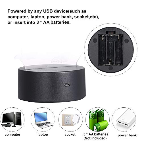 Andoer Lâmpada LED 3D para ilusão de luz noturna Padrão de dinossauro Luzes que mudam de cor de cabe