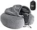Luxury Quality Memory Foam Neck Travel Pillow with Hoodie. Stylish Carry Bag. Premium Velvet. Washable Zippered Cover. Scientifically Proven U Shaped Neck Pillow. Business Traveler Gifts. (Gray)