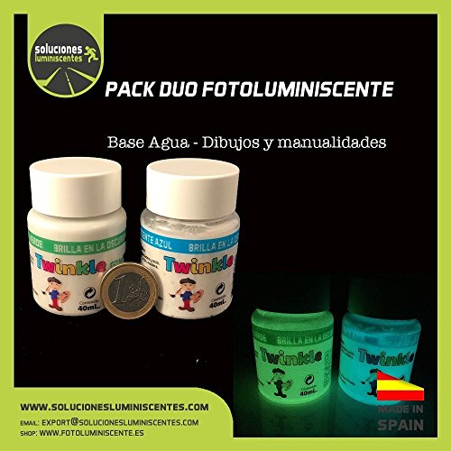 Dúo pintura luminiscente base agua verde y azul 50ml